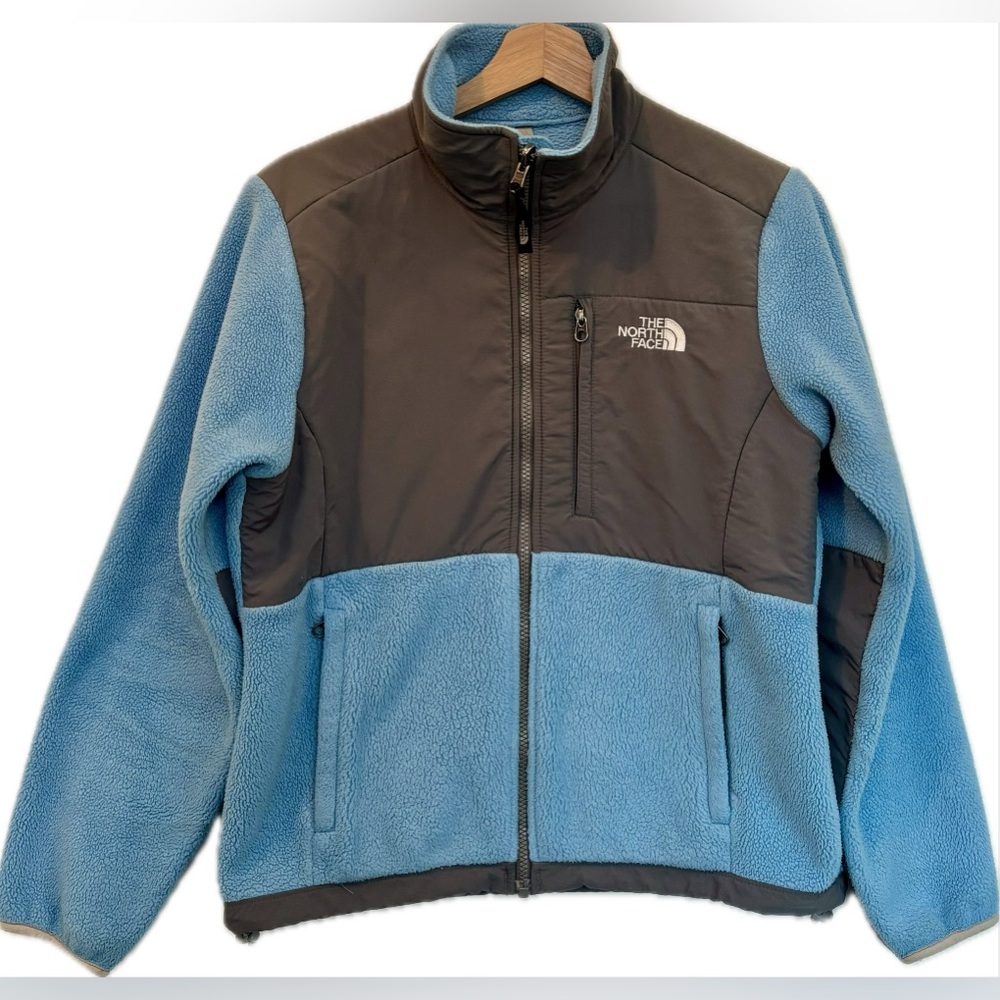 ✨Y2K Baby Blue & Gray Small The North Face Full Zip Up Fleece Sweater Jacket